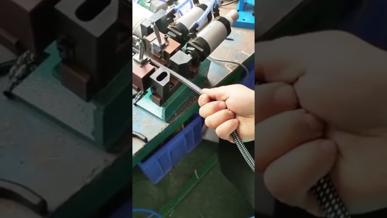 Pneumaattinen terminen kuorintakone letkutetun johdon kuorintaan – tehdasvideo